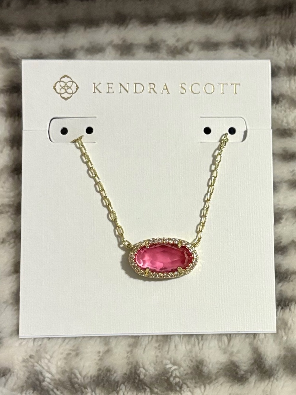 Kendra Scott Gold Chain Necklace with Pink Stone Pendant